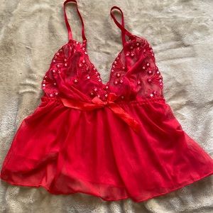 red sheer babydoll cami